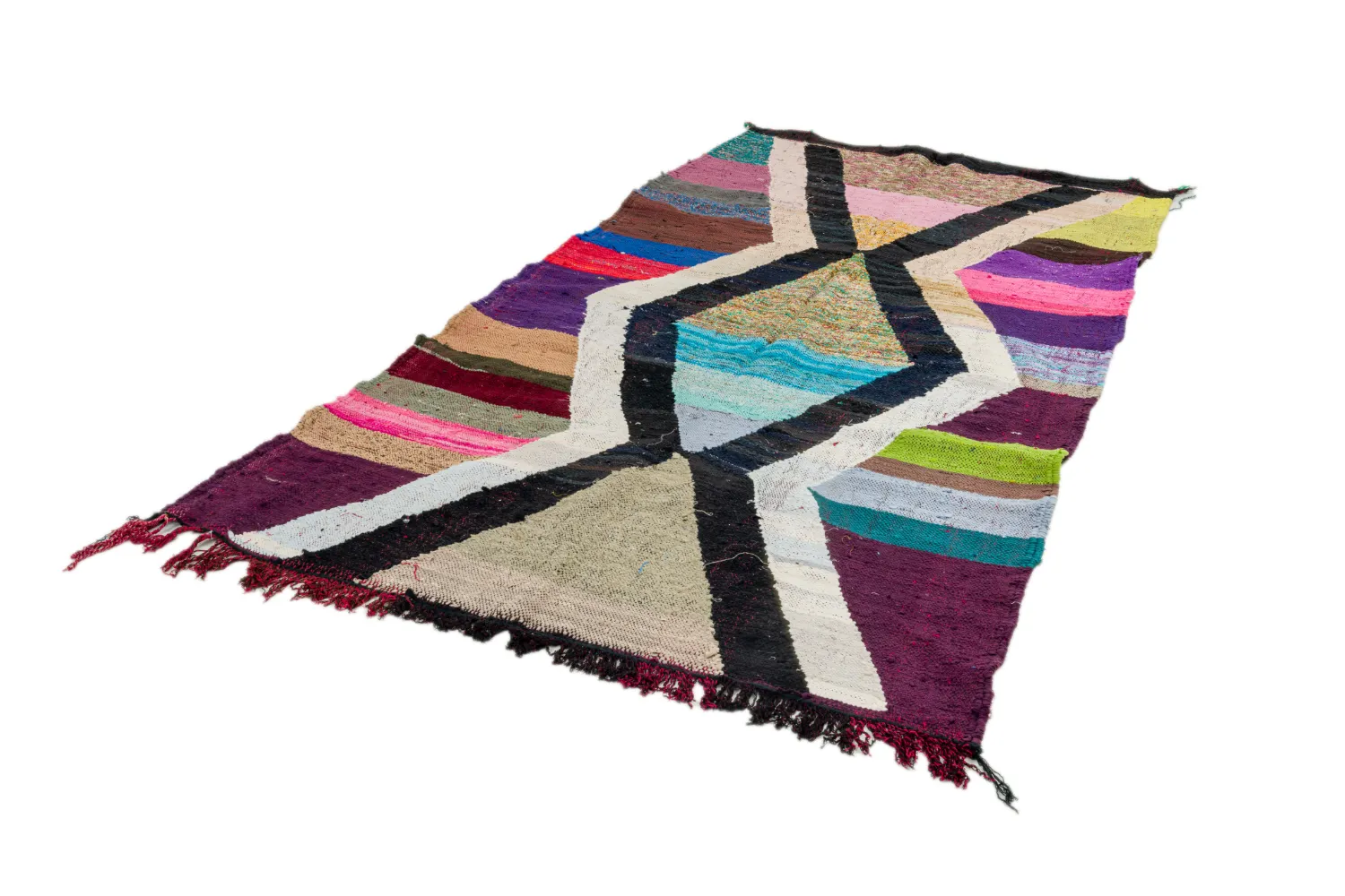 Marokkolainen Kilim matto Boucherouite 135 x 255 cm