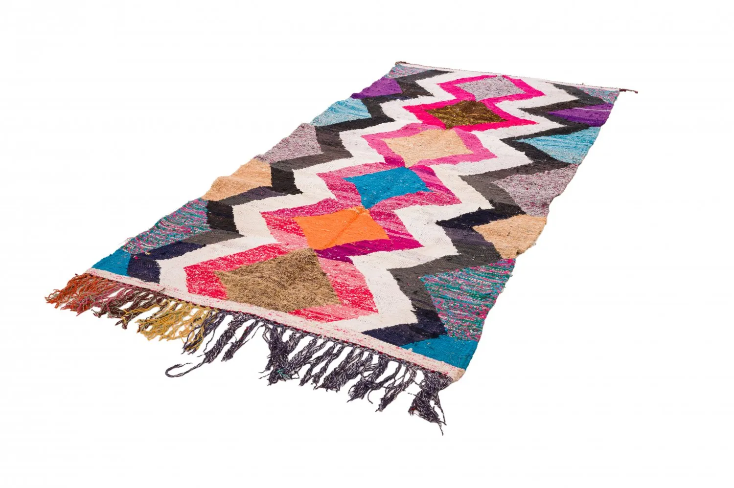 Marokkolainen Kilim matto Boucherouite 120 x 265 cm