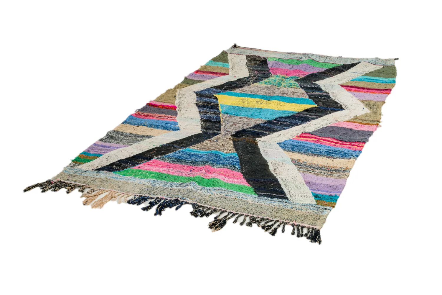 Marokkolainen Kilim matto Boucherouite 130 x 220 cm