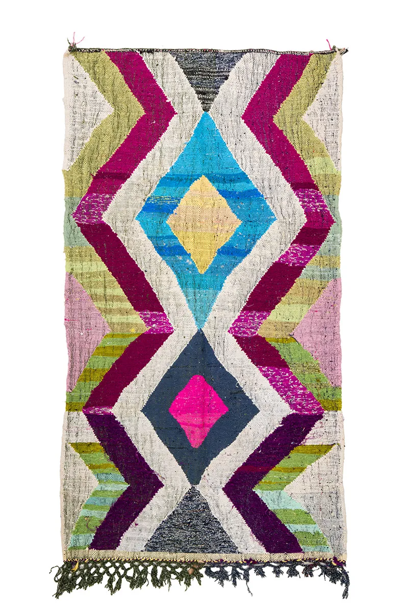 Marokkolainen Kilim matto Boucherouite 130 x 240 cm