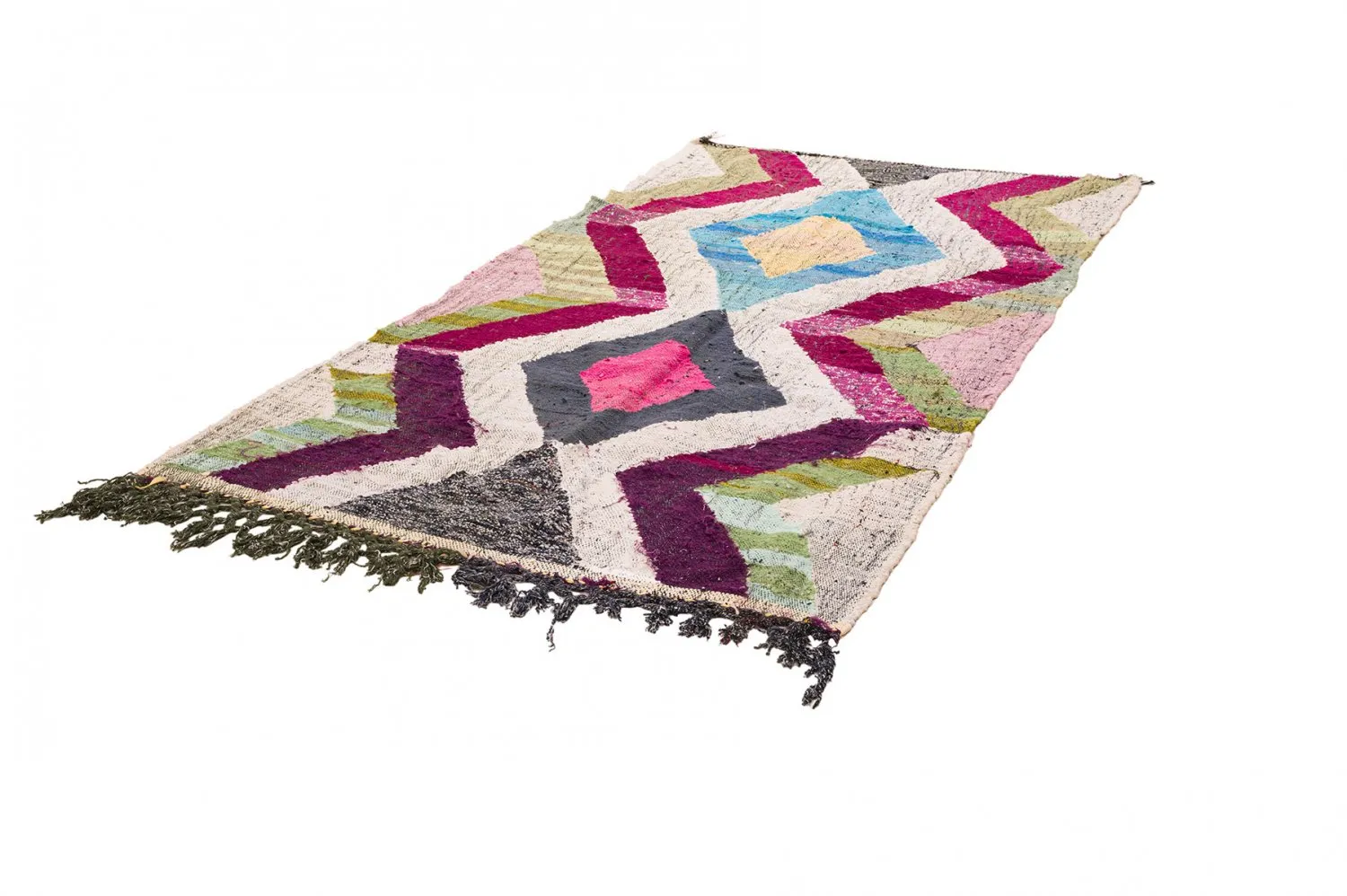 Marokkolainen Kilim matto Boucherouite 130 x 240 cm