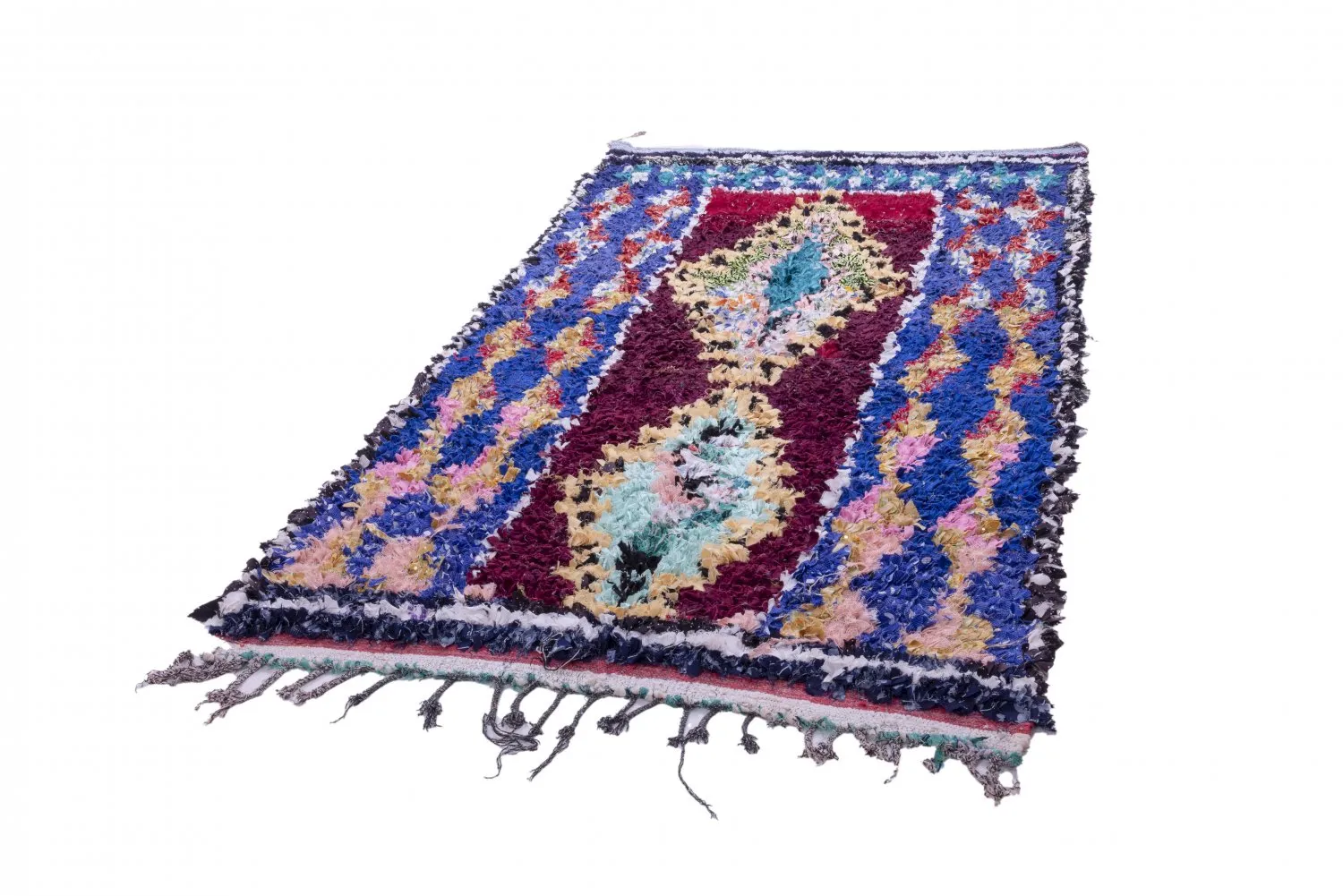Marokkolainen Kilim matto Boucherouite 245 x 135 cm
