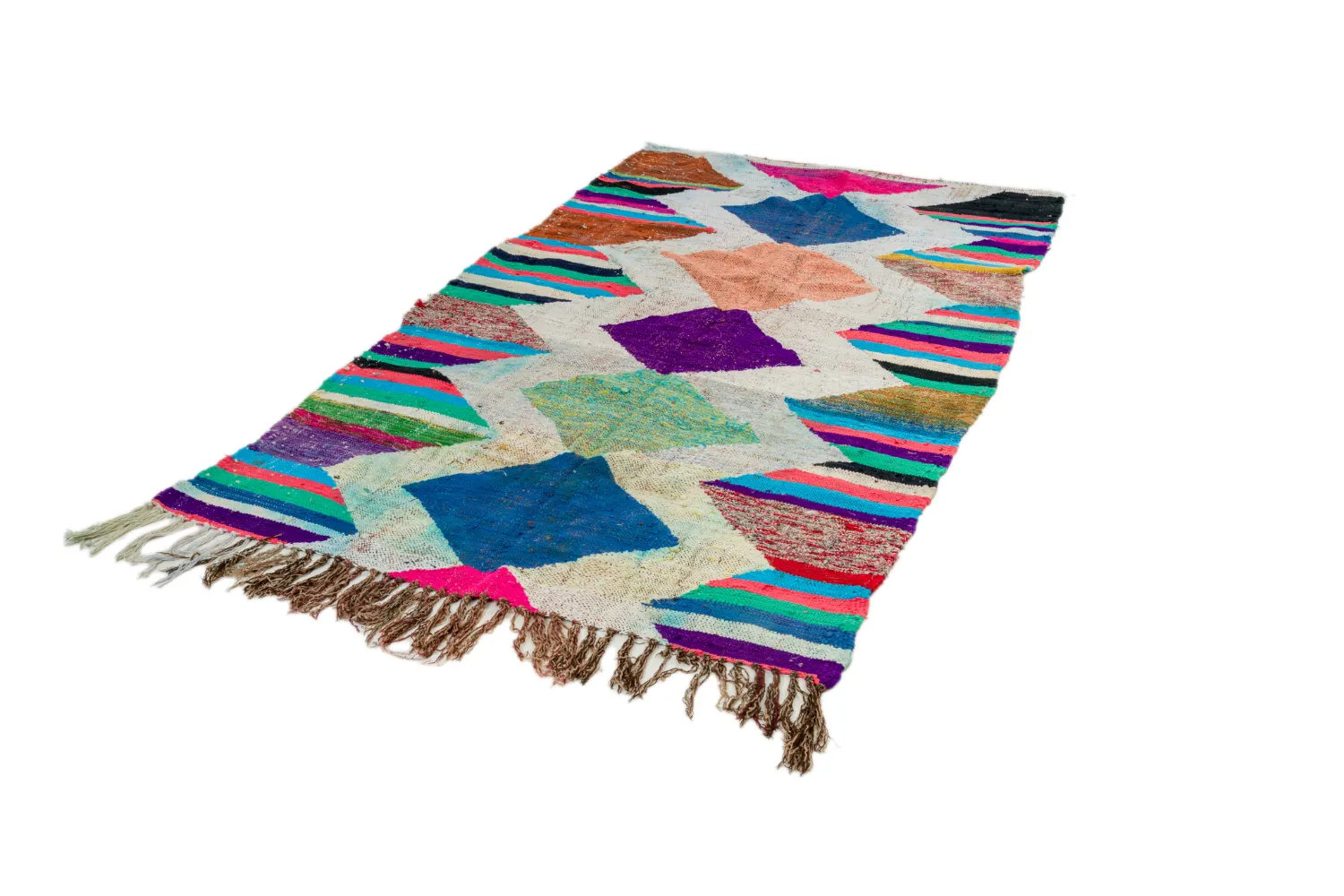 Marokkolainen Kilim matto Boucherouite 130 x 230 cm