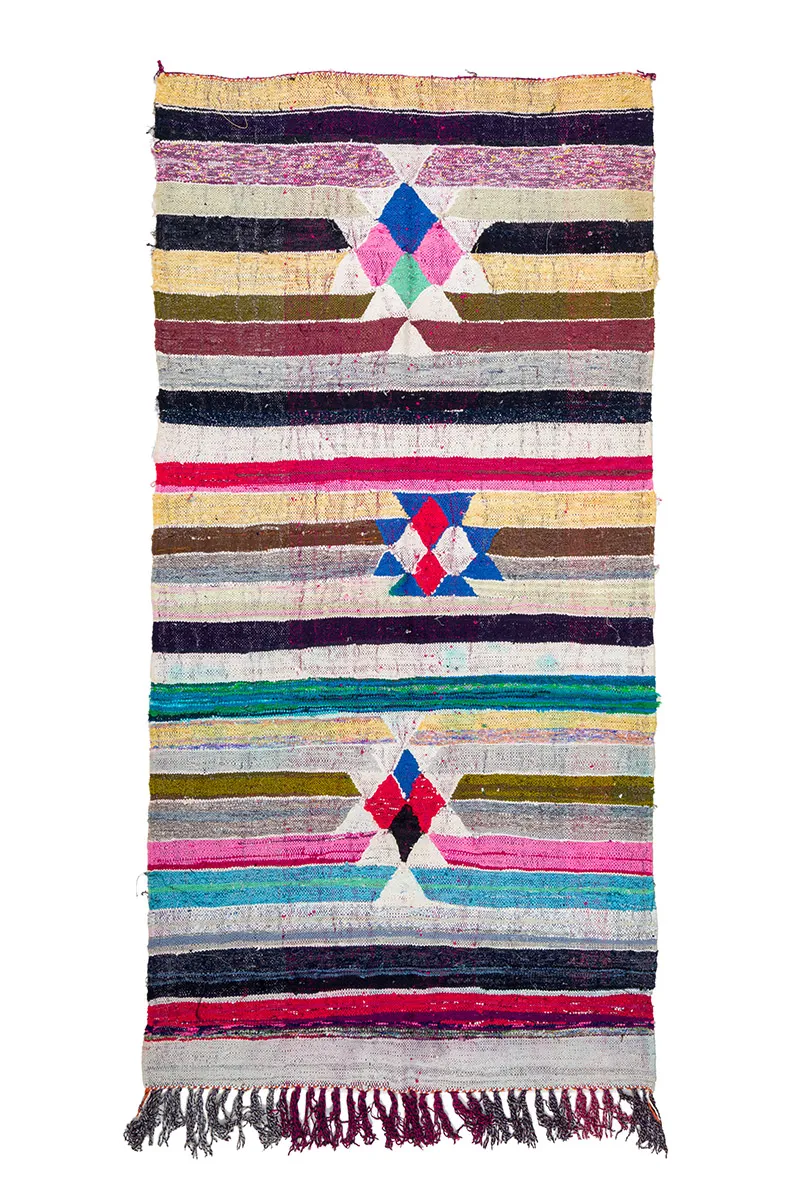 Marokkolainen Kilim matto Boucherouite 145 x 295 cm