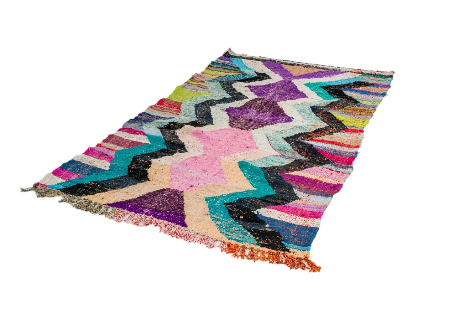 Marokkolainen Kilim matto Boucherouite 130 x 235 cm