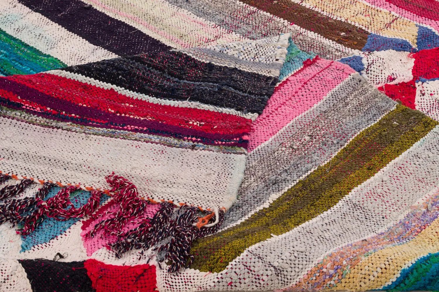 Marokkolainen Kilim matto Boucherouite 145 x 295 cm