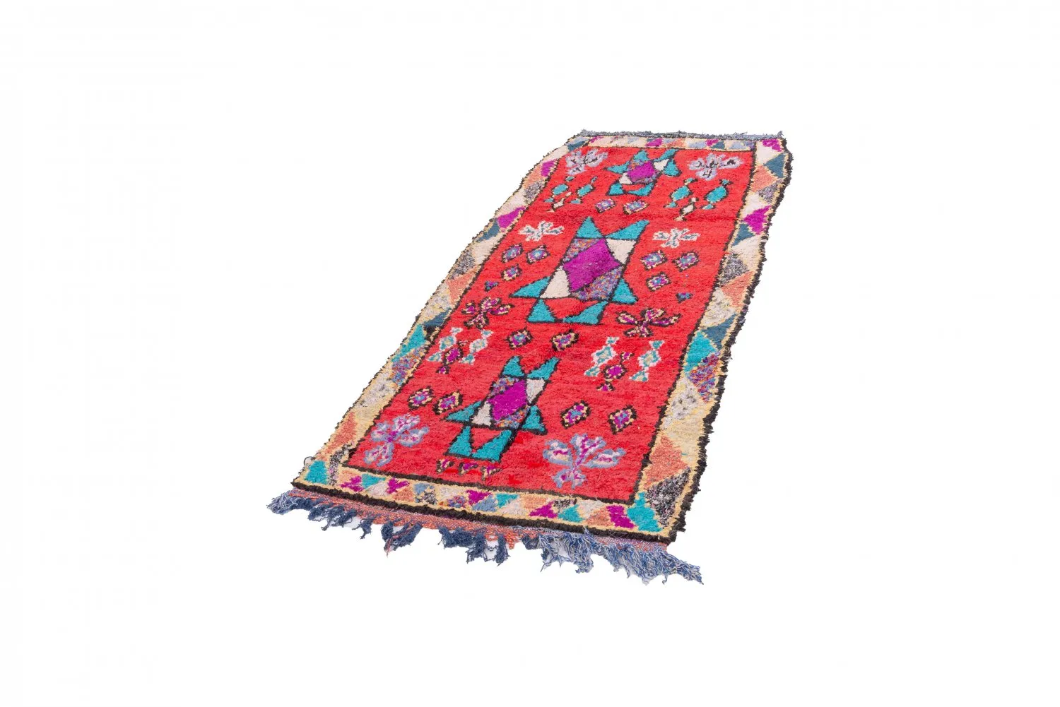 Marokkolainen Kilim matto Boucherouite 245 x 95 cm