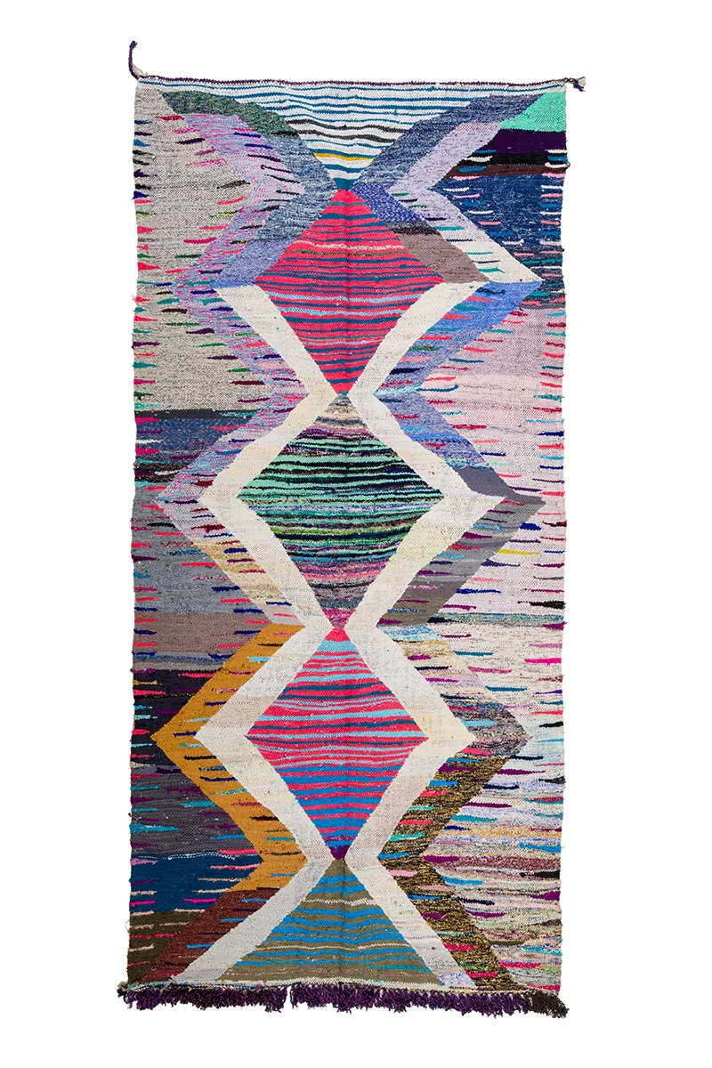 Marokkolainen Kilim matto Boucherouite 145 x 310 cm