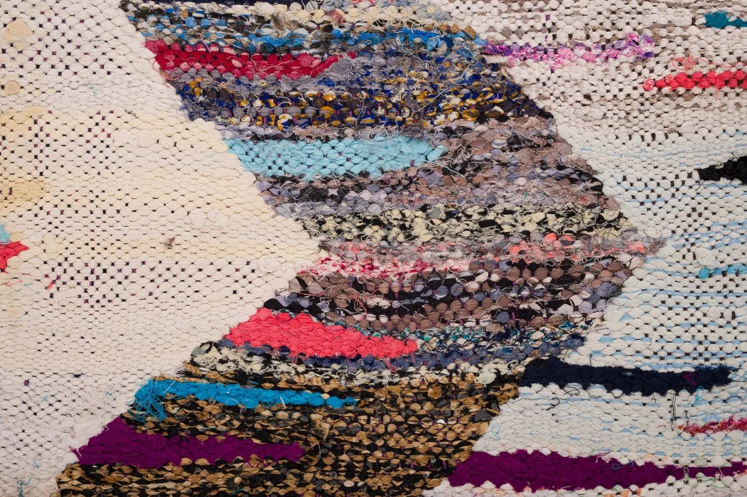 Marokkolainen Kilim matto Boucherouite 145 x 310 cm