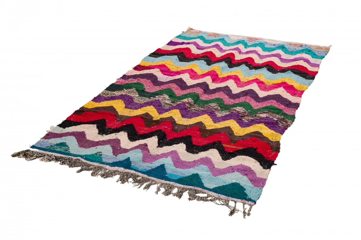 Marokkolainen Kilim matto Boucherouite 125 x 235 cm