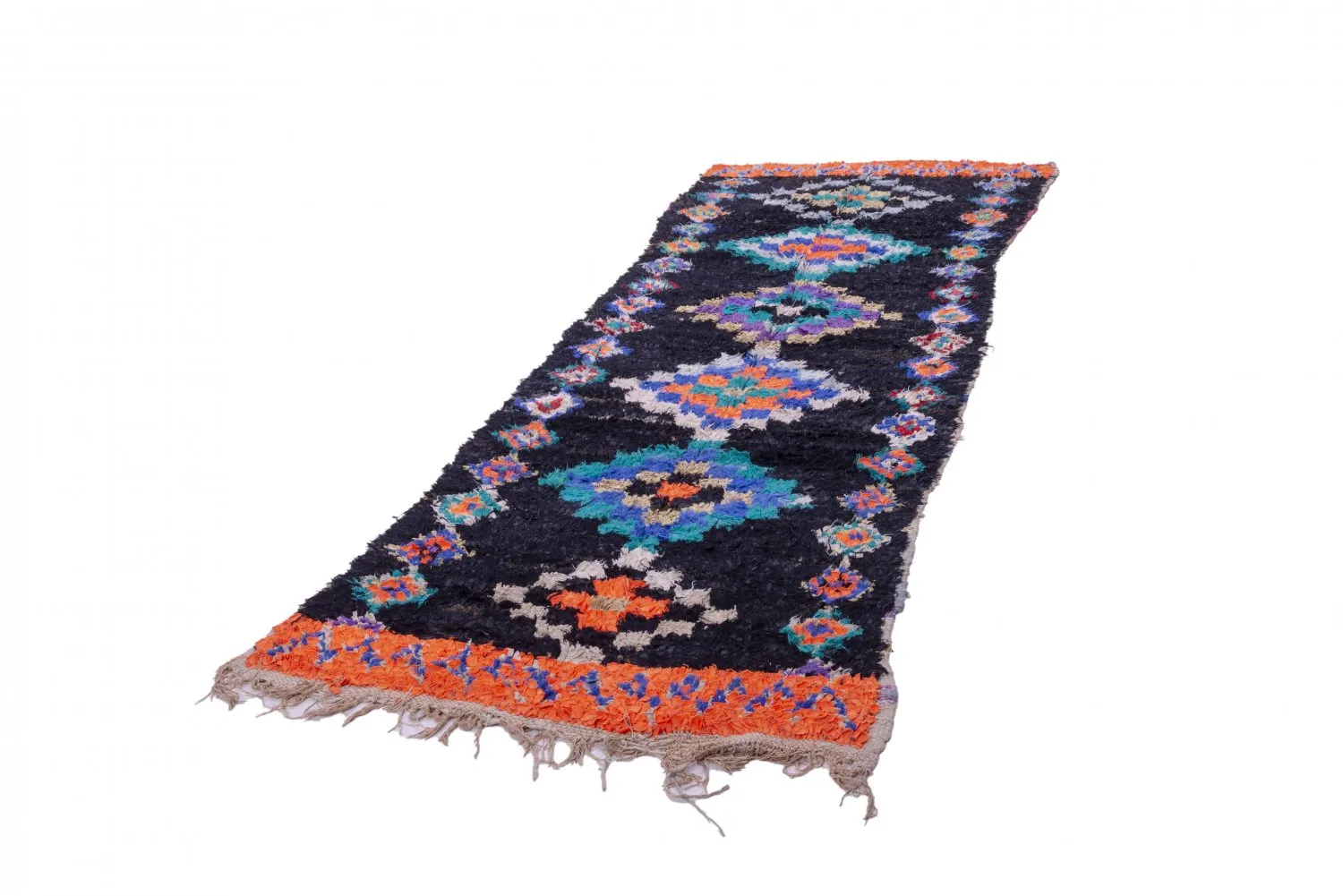 Marokkolainen Kilim matto Boucherouite 330 x 115 cm