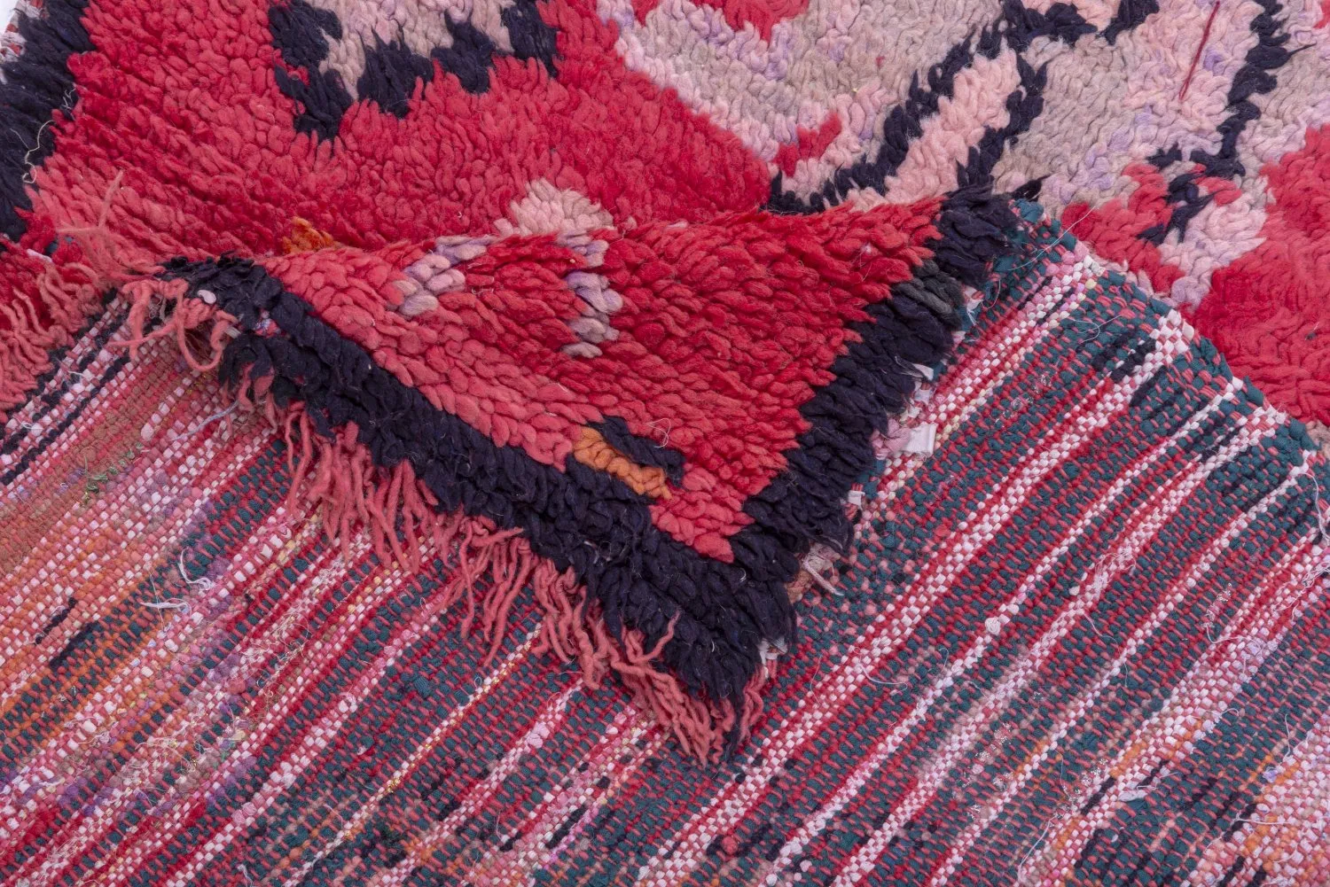 Marokkolainen Kilim matto Boucherouite 240 x 90 cm