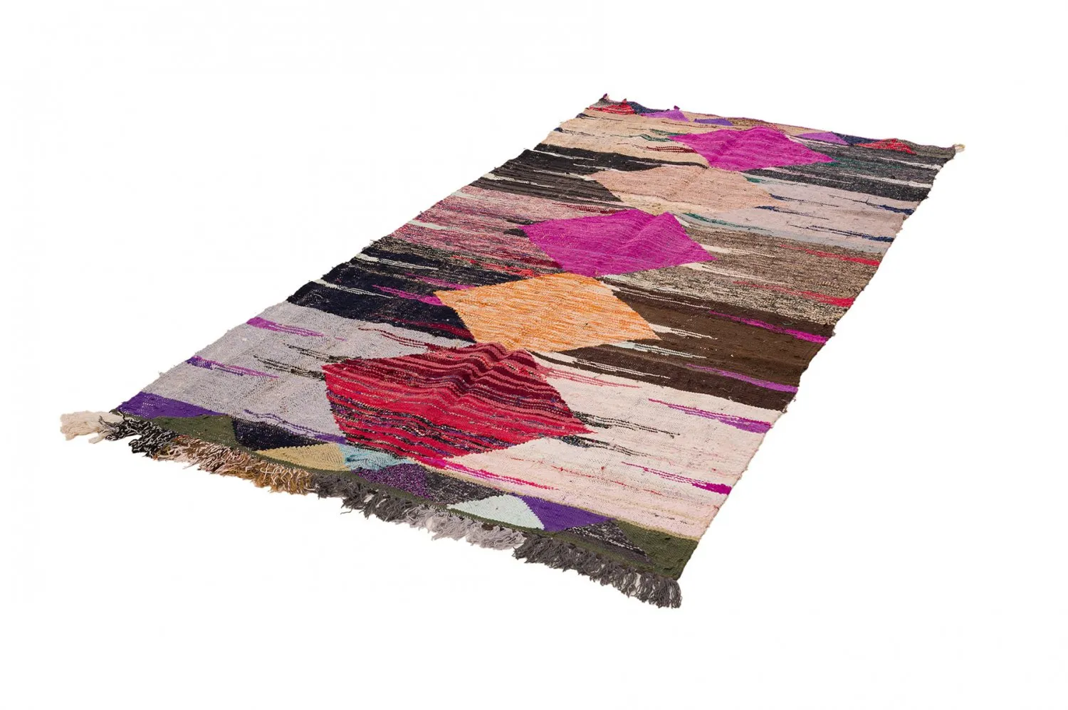 Marokkolainen Kilim matto Boucherouite 130 x 275 cm