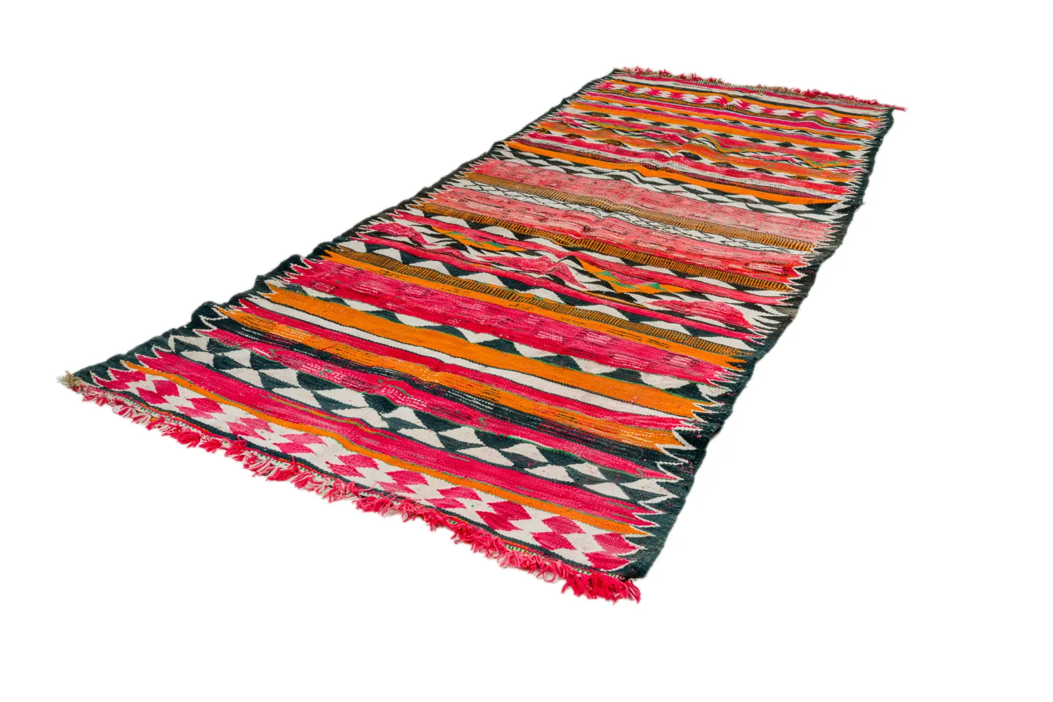 Marokkolainen Kilim matto Boucherouite 150 x 365 cm