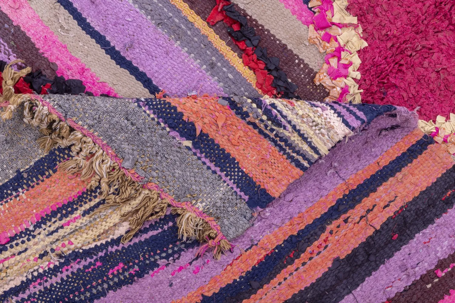 Marokkolainen Kilim matto Boucherouite 210 x 130 cm