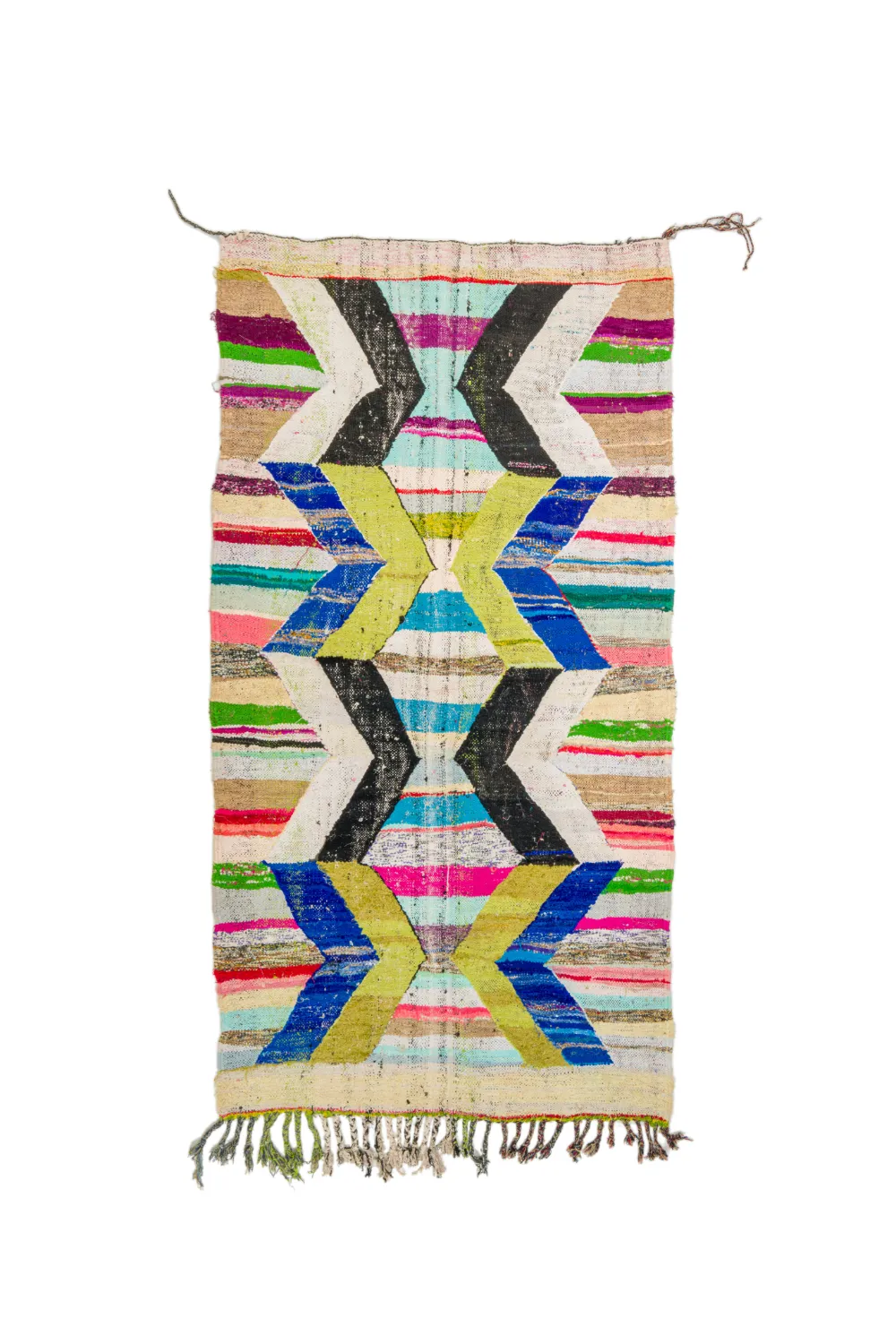 Marokkolainen Kilim matto Boucherouite 135 x 250 cm