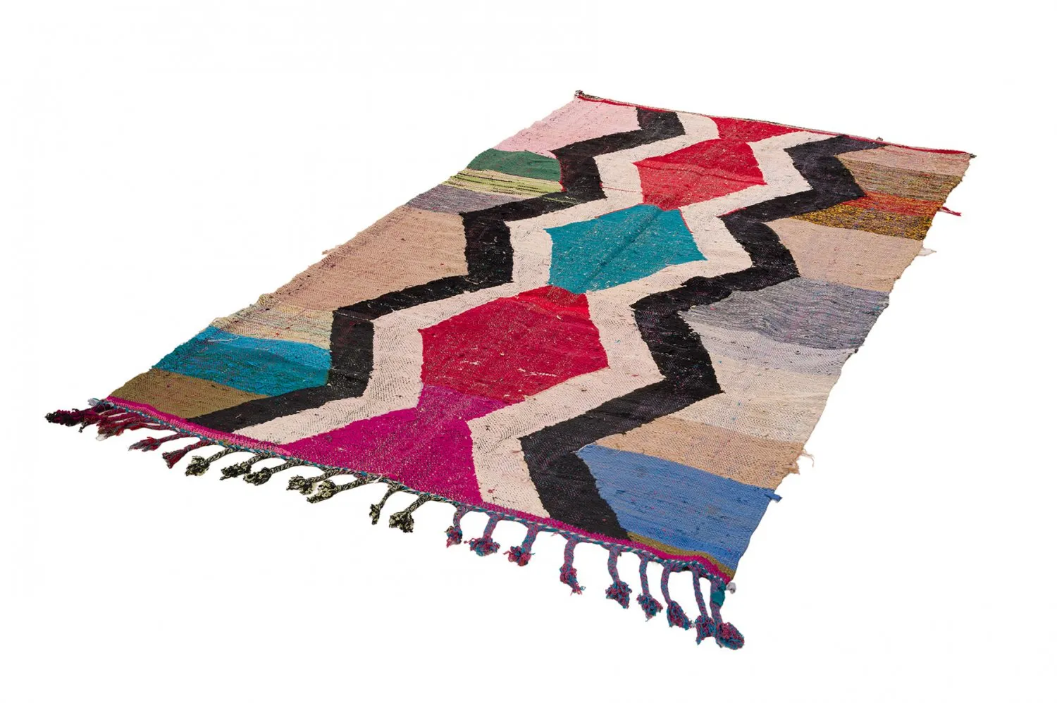 Marokkolainen Kilim matto Boucherouite 145 x 265 cm