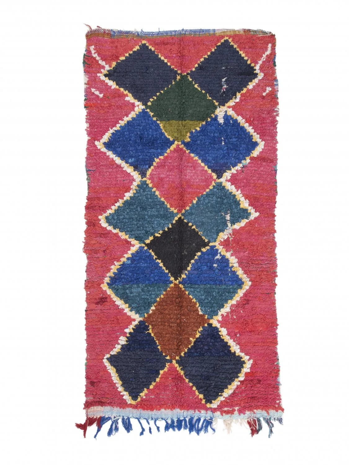 Marokkolainen Kilim matto Boucherouite 250 x 120 cm