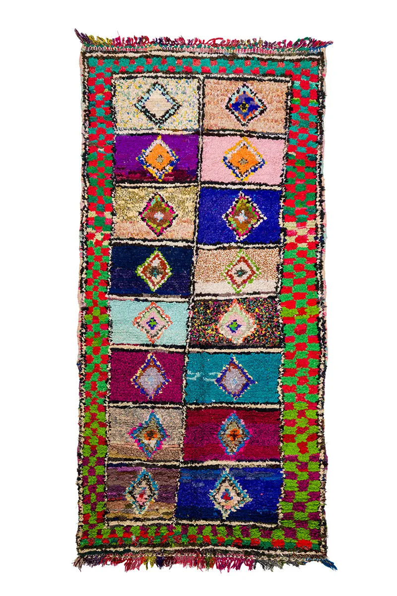 Marokkolainen Kilim matto Boucherouite 145 x 305 cm