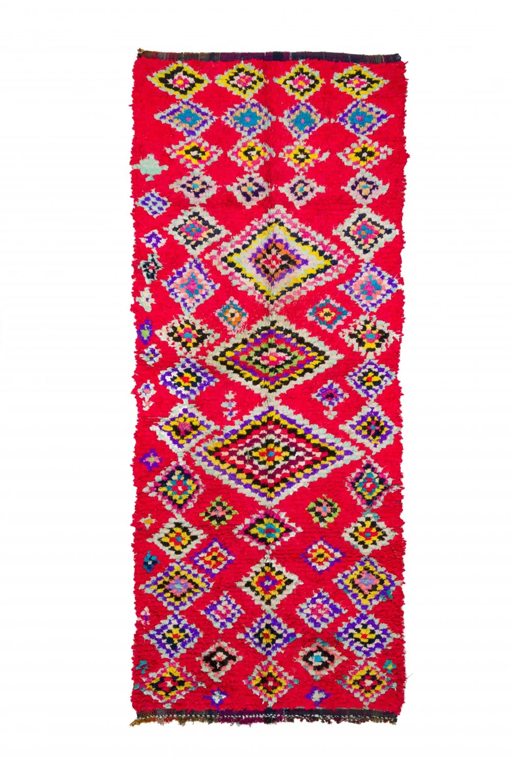 Marokkolainen Kilim matto Boucherouite 320 x 130 cm