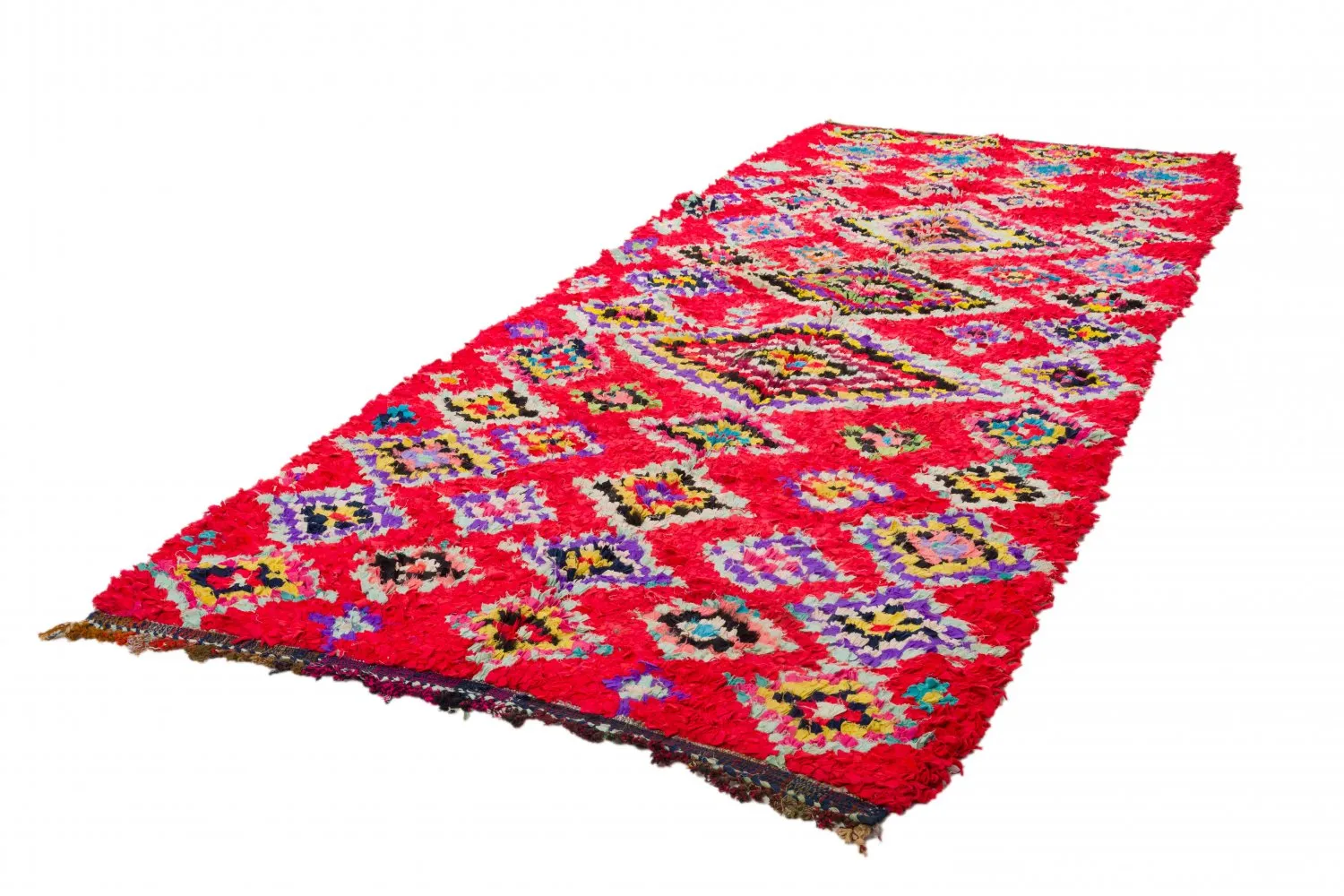 Marokkolainen Kilim matto Boucherouite 320 x 130 cm