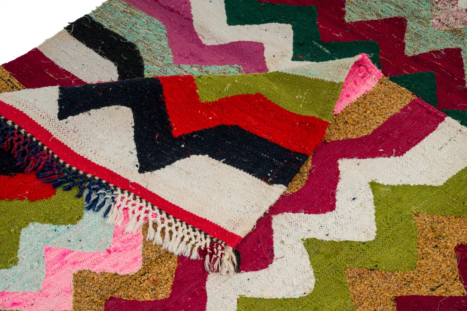 Marokkolainen Kilim matto Boucherouite 120 x 235 cm