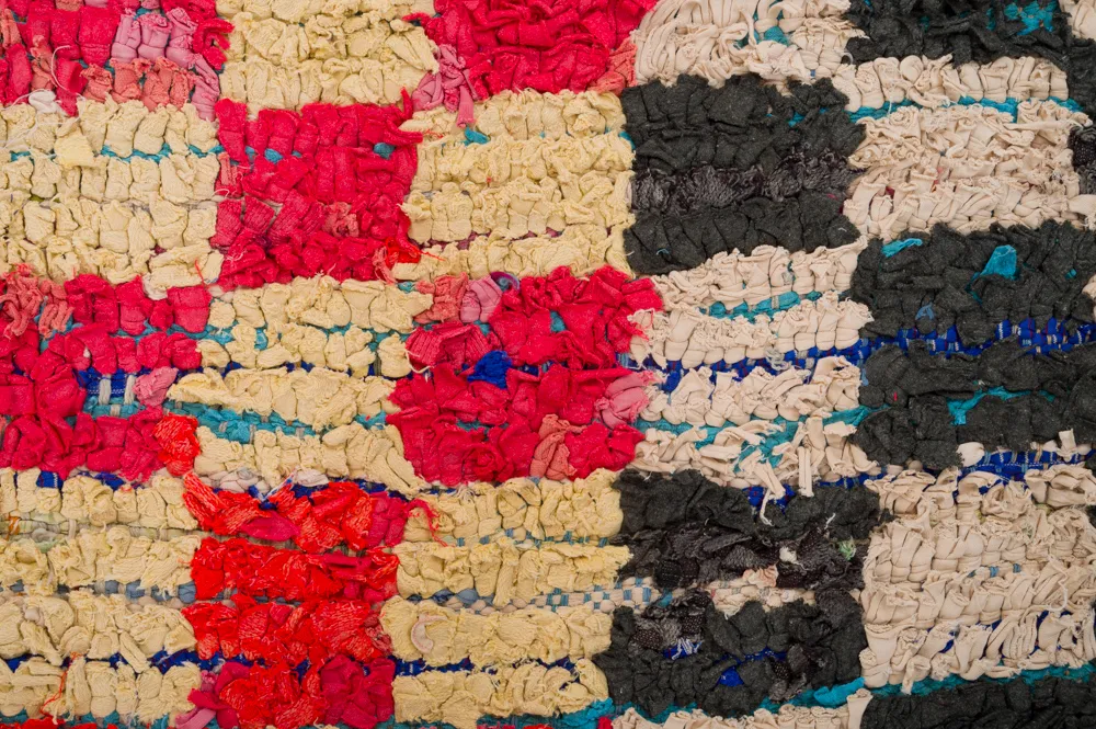 Marokkolainen Kilim matto Boucherouite 360 x 125 cm
