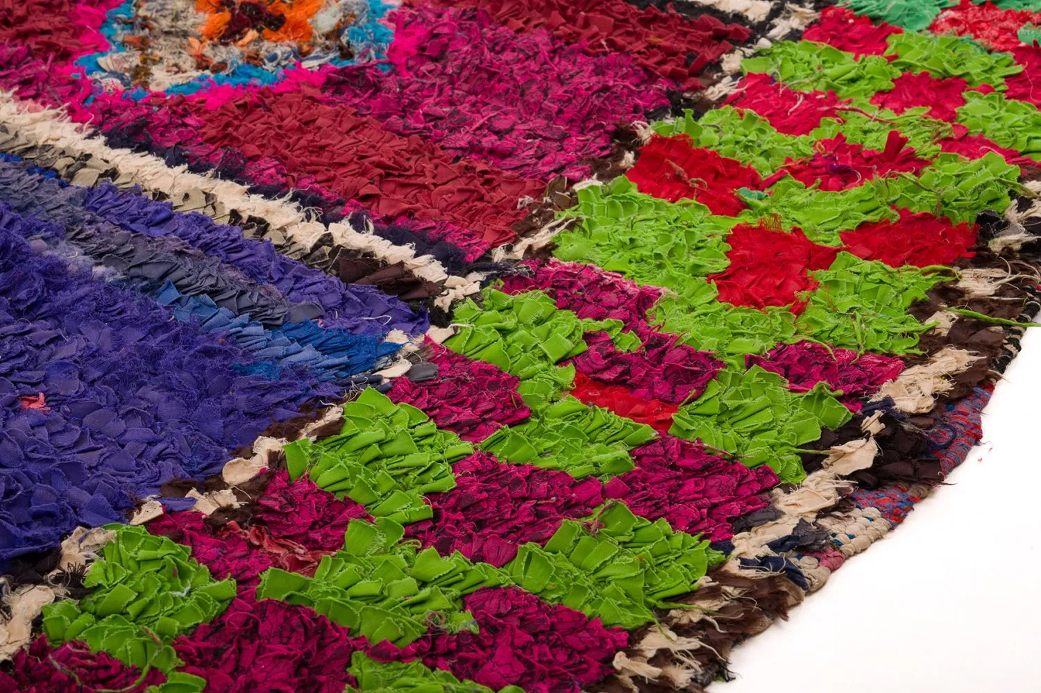 Marokkolainen Kilim matto Boucherouite 145 x 305 cm