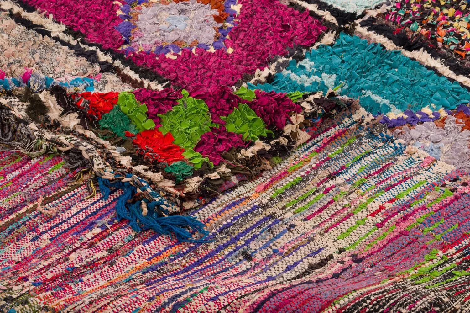 Marokkolainen Kilim matto Boucherouite 145 x 305 cm