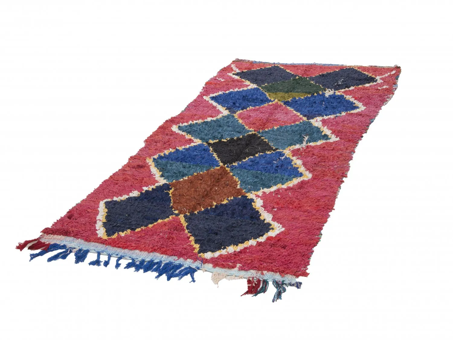 Marokkolainen Kilim matto Boucherouite 250 x 120 cm