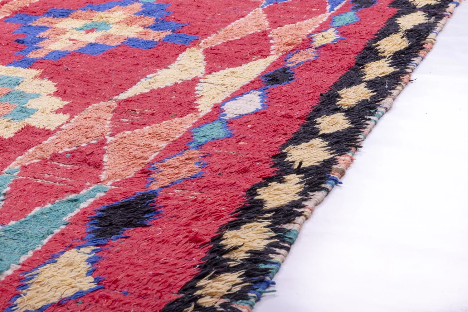 Marokkolainen Kilim matto Boucherouite 365 x 145 cm