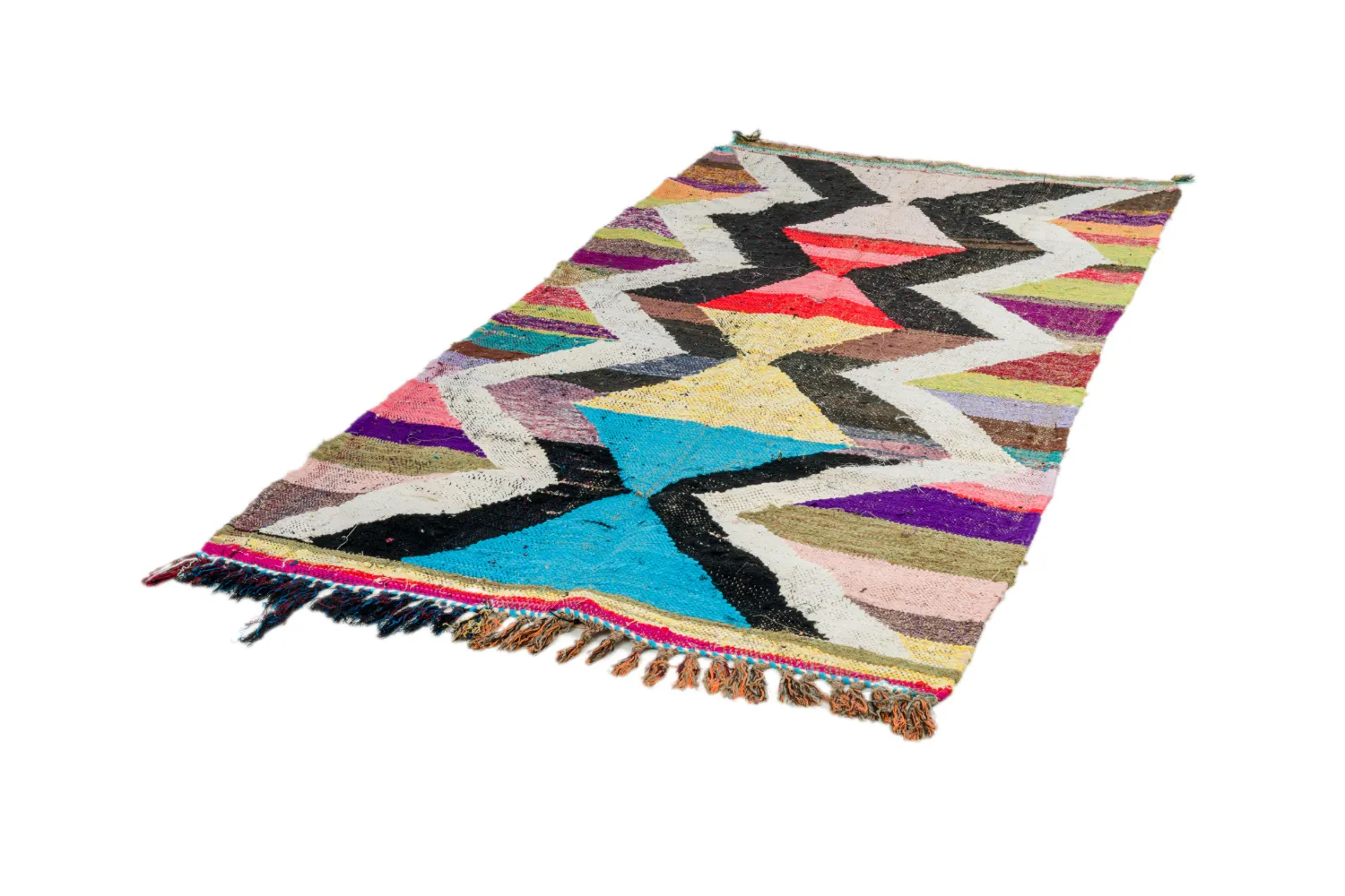 Marokkolainen Kilim matto Boucherouite 125 x 225 cm