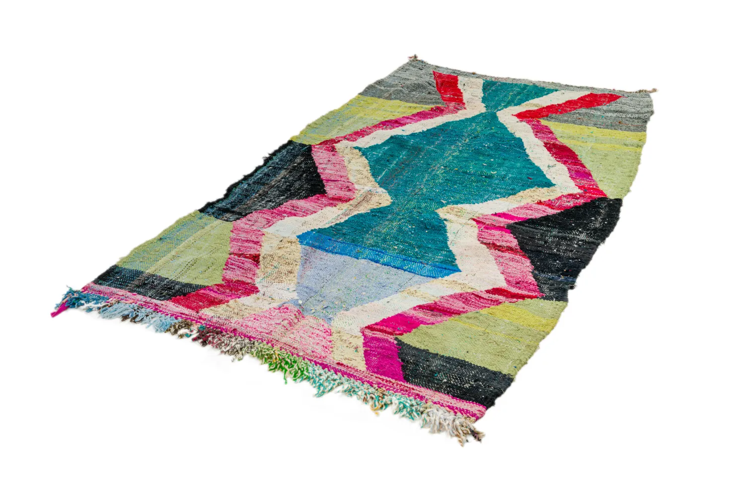 Marokkolainen Kilim matto Boucherouite 125 x 240 cm