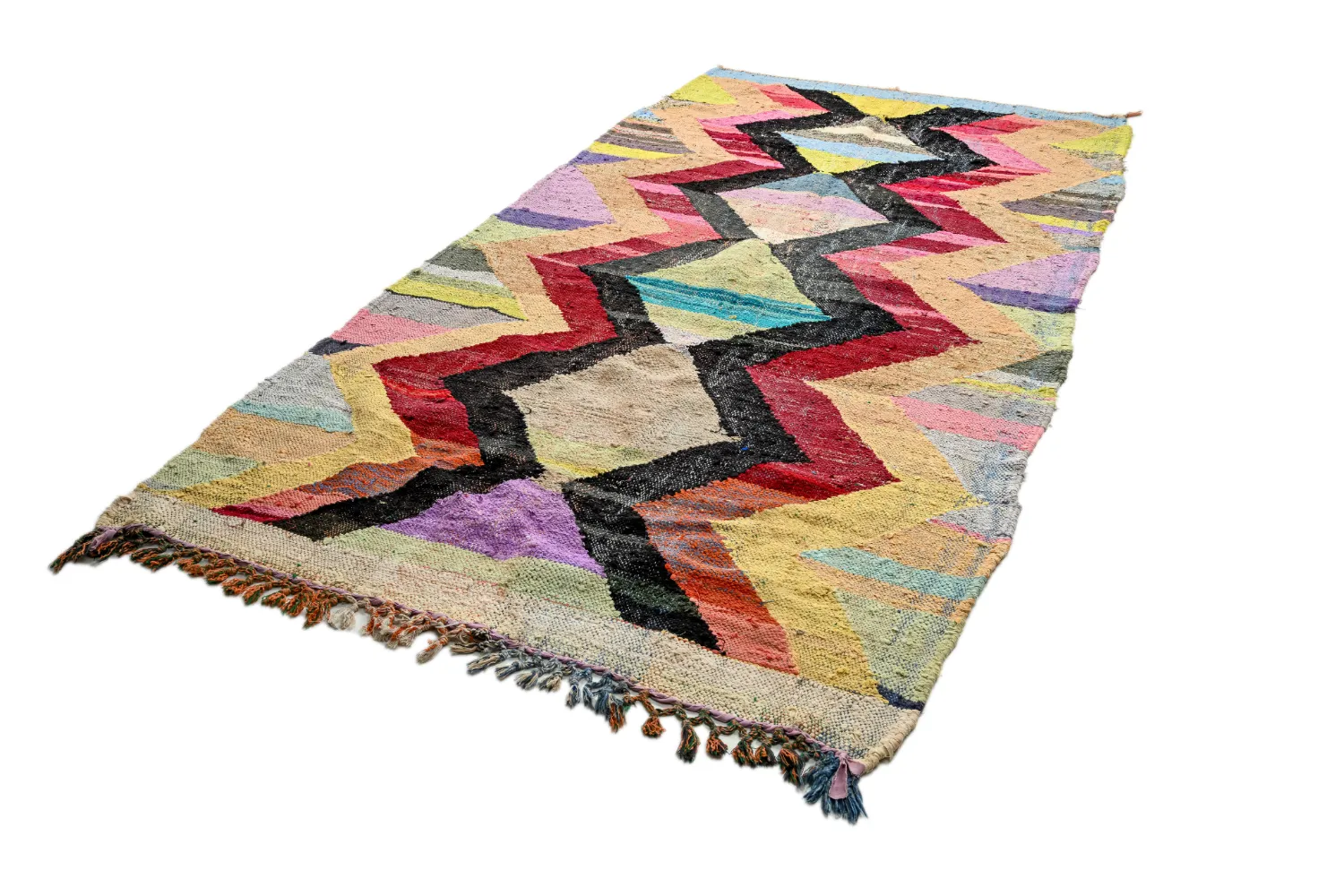 Marokkolainen Kilim matto Boucherouite 150 x 300 cm