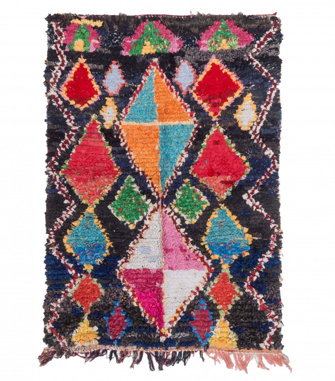 Marokkolainen Kilim matto Boucherouite 190 x 135 cm