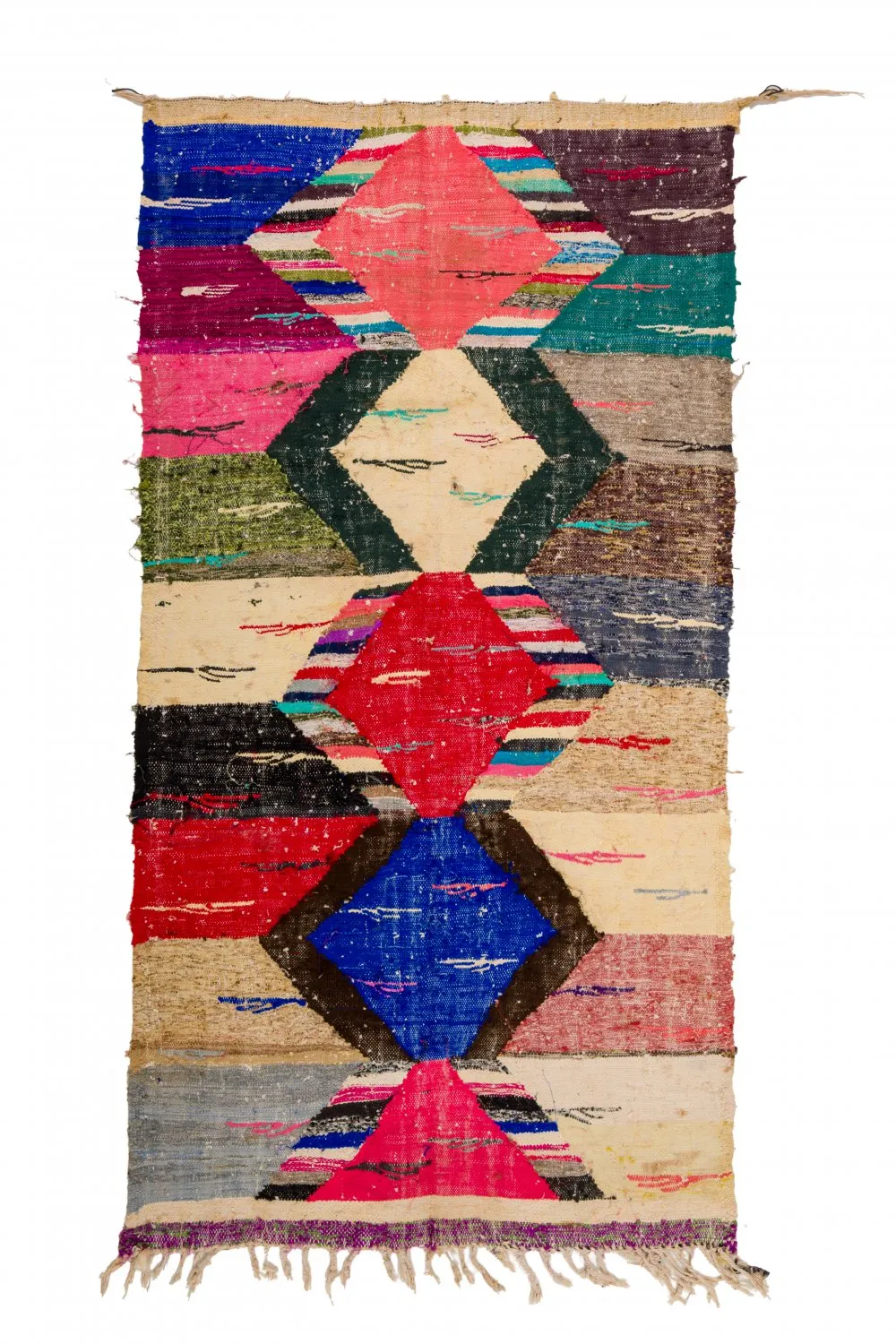 Marokkolainen Kilim matto Boucherouite 125 x 240 cm