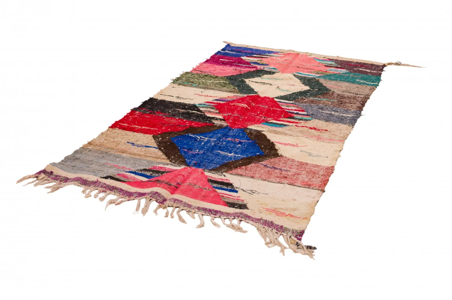 Marokkolainen Kilim matto Boucherouite 125 x 240 cm