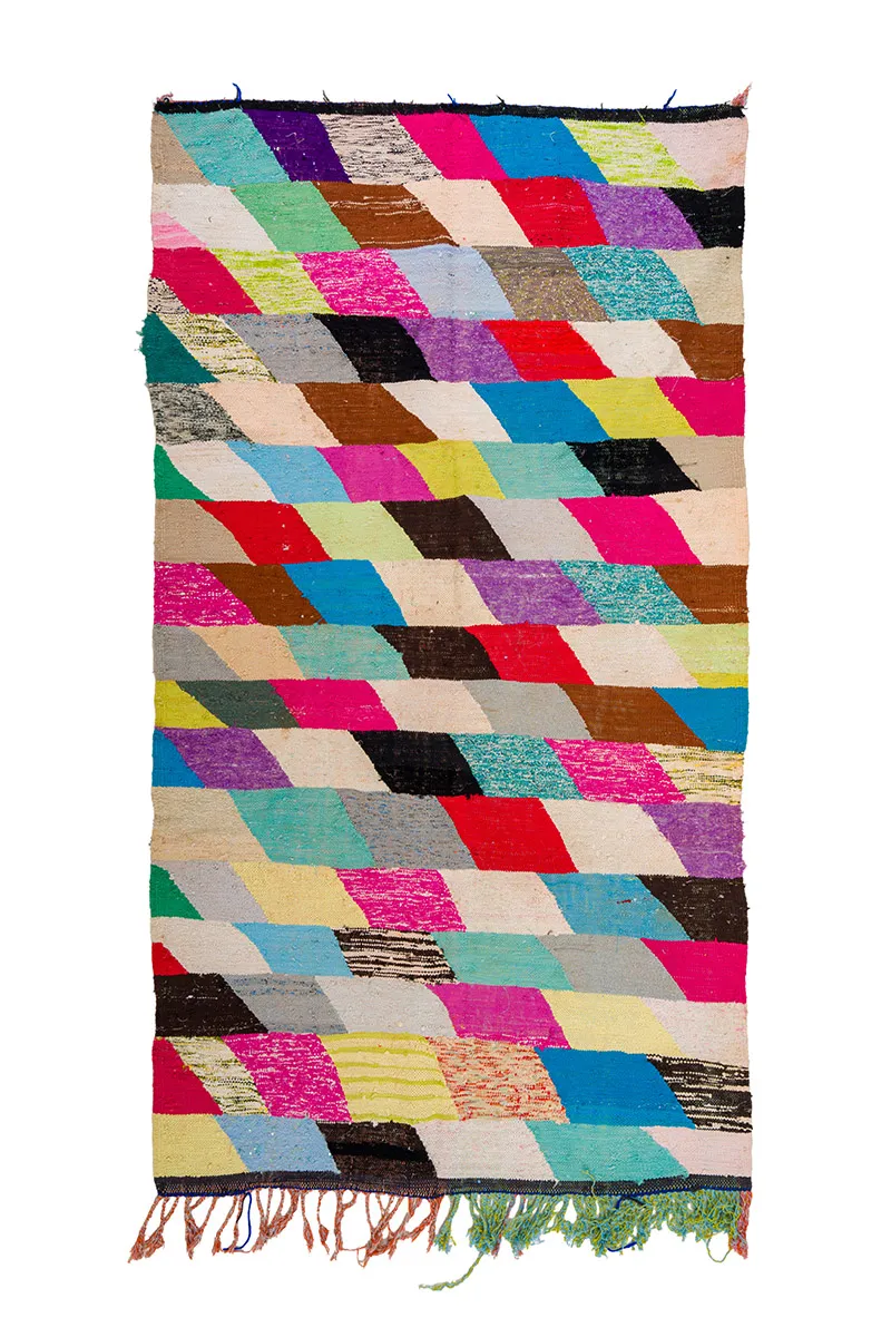 Marokkolainen Kilim matto Boucherouite 155 x 280 cm