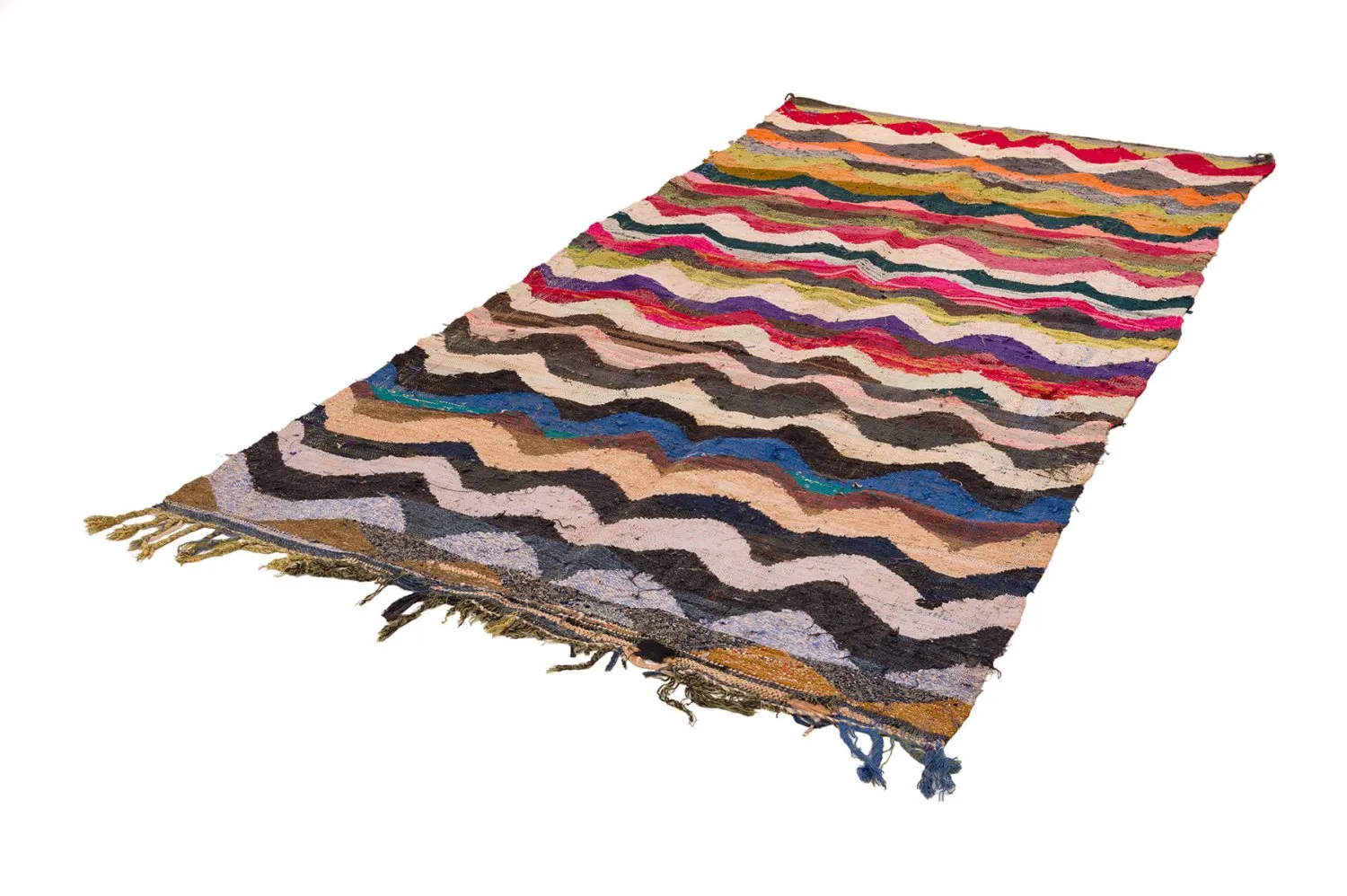 Marokkolainen Kilim matto Boucherouite 140 x 295 cm