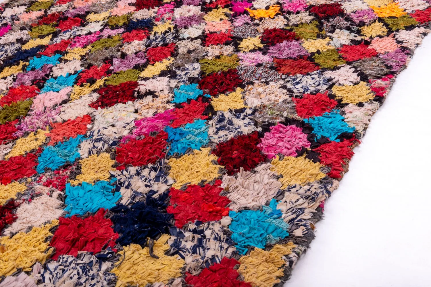 Marokkolainen Kilim matto Boucherouite 300 x 135 cm