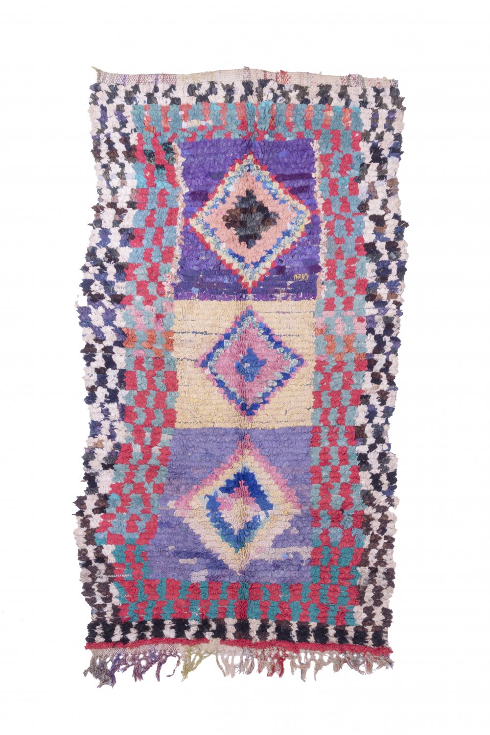 Marokkolainen Kilim matto Boucherouite 225 x 125 cm