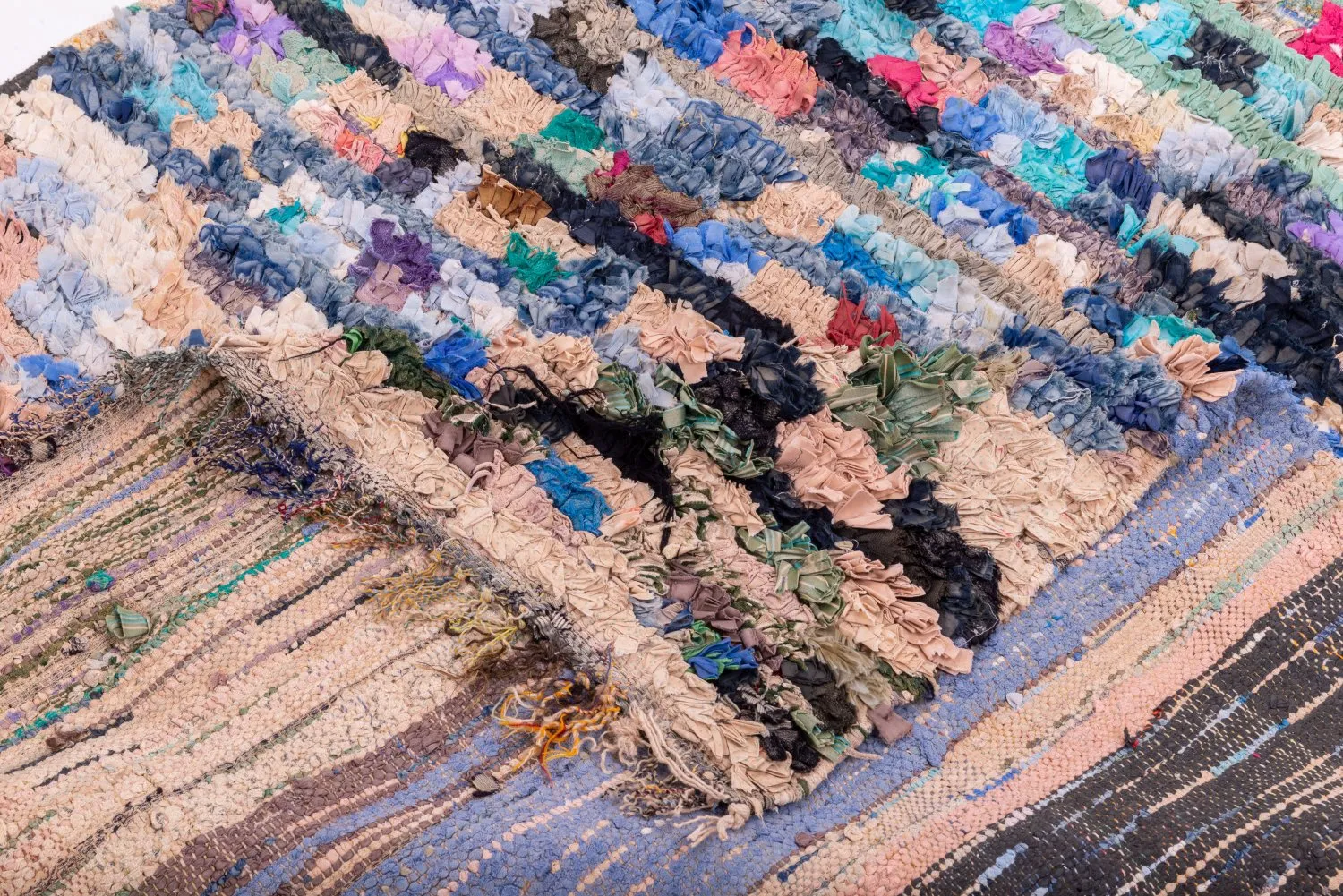 Marokkolainen Kilim matto Boucherouite 205 x 130 cm
