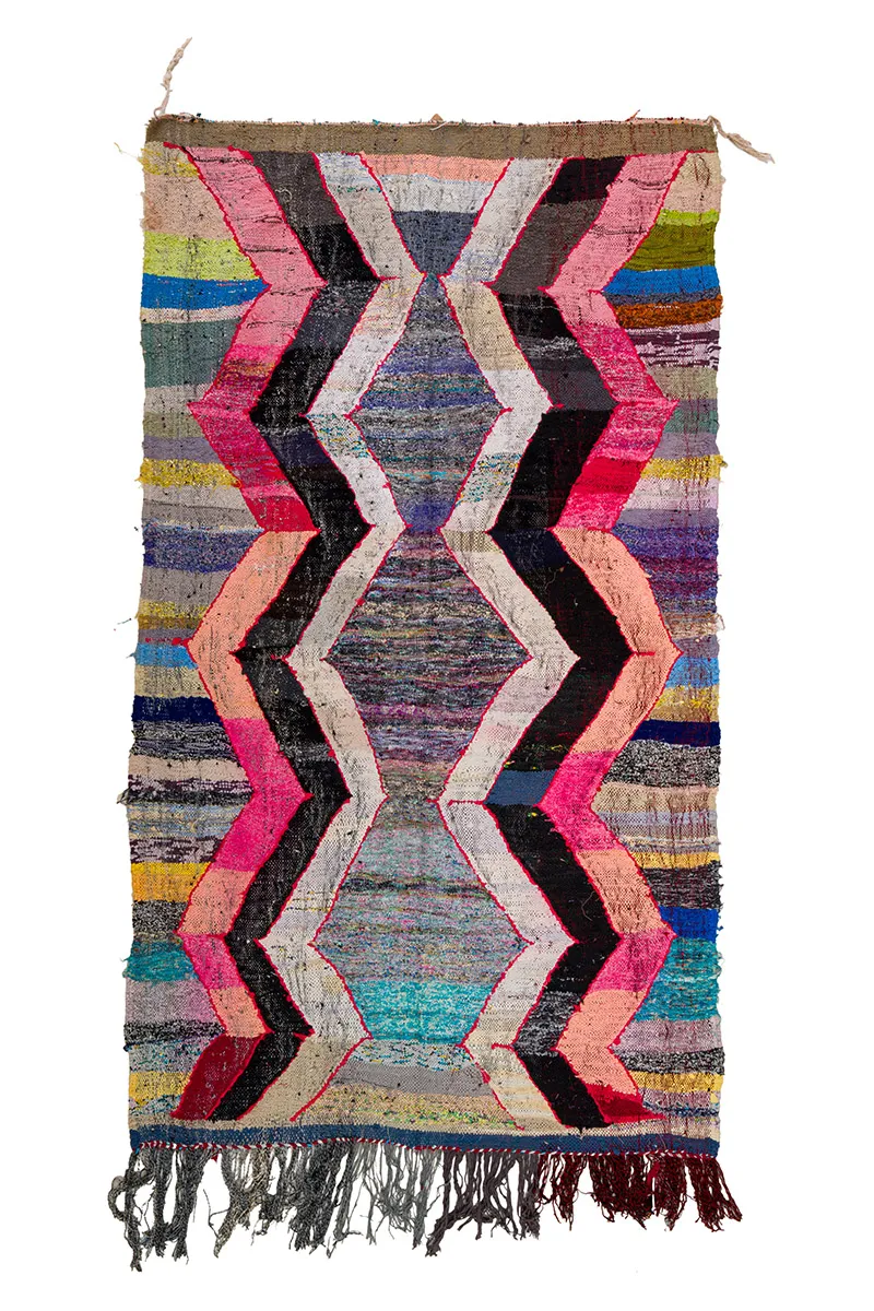 Marokkolainen Kilim matto Boucherouite 150 x 260 cm