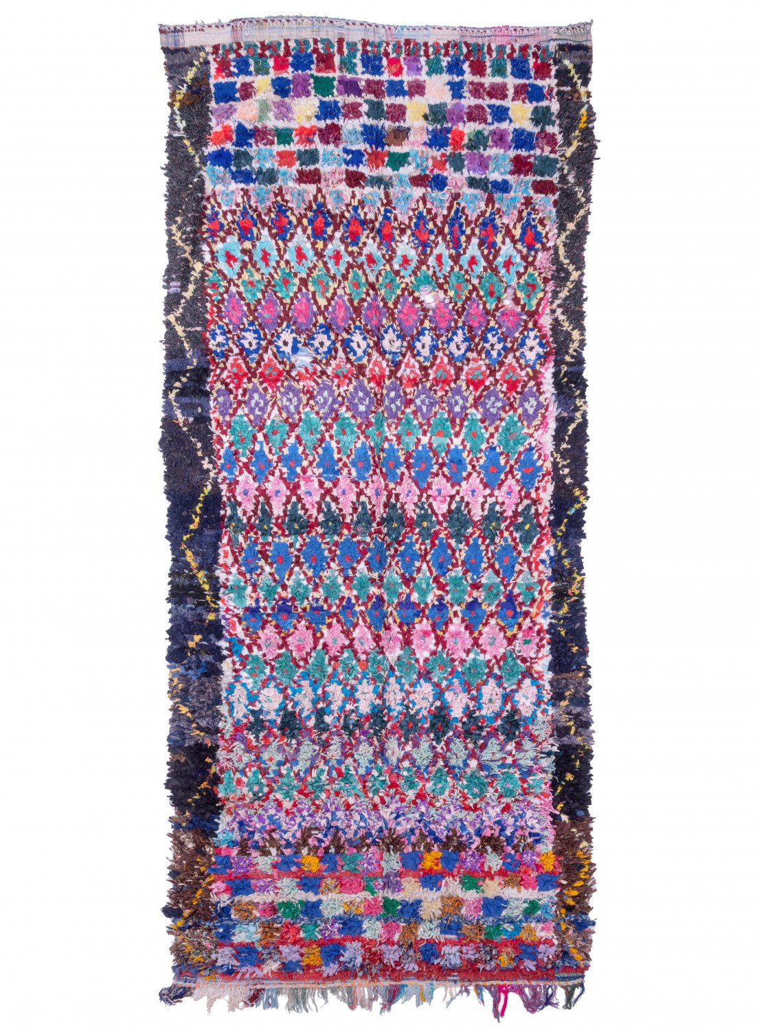 Marokkolainen Kilim matto Boucherouite 350 x 150 cm