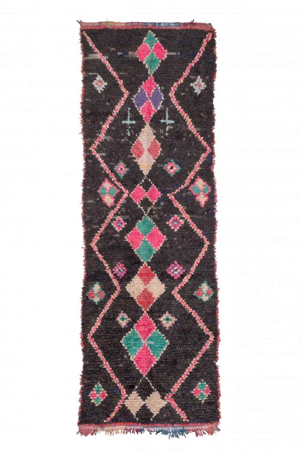 Marokkolainen Kilim matto Boucherouite 405 x 130 cm
