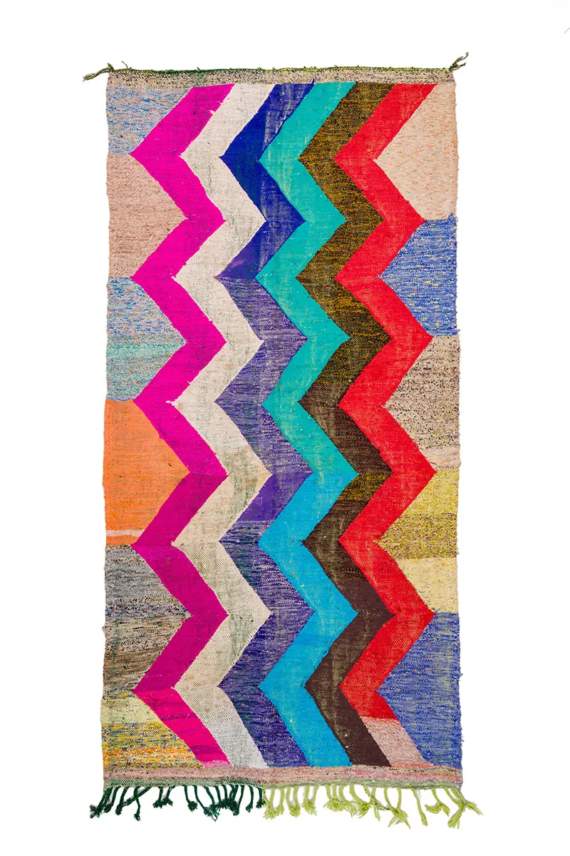 Marokkolainen Kilim matto Boucherouite 135 x 265 cm