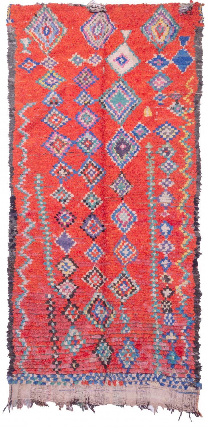 Marokkolainen Kilim matto Boucherouite 295 x 140 cm