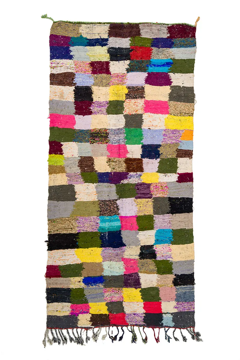 Marokkolainen Kilim matto Boucherouite 135 x 275 cm