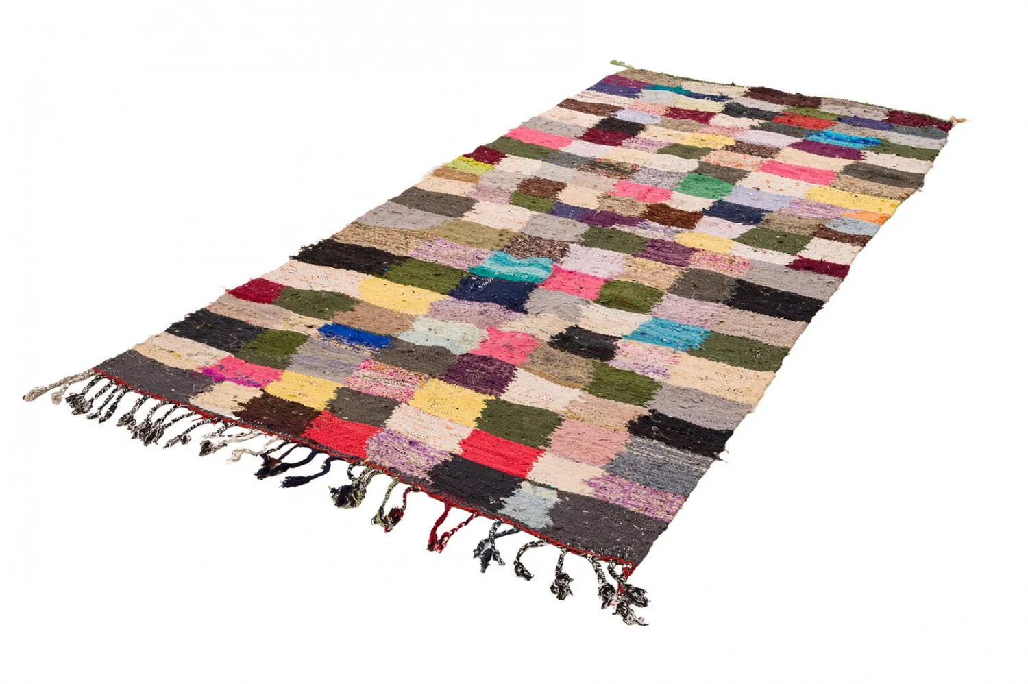 Marokkolainen Kilim matto Boucherouite 135 x 275 cm