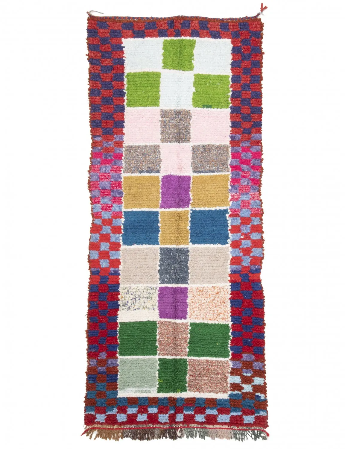 Marokkolainen Kilim matto Boucherouite 280 x 115 cm